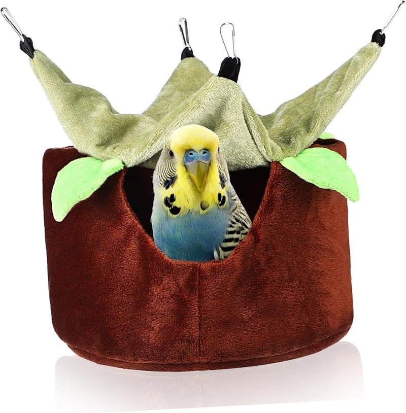 عصفور القهوة الملون أرجوحة سرير معلق دافئ للببغاوات والكوكاتيل عش شتوي - Image 1